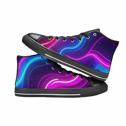 WOMEN'S 80S Neon Cartoon High Top Canvas Surreal Custom Sneakers