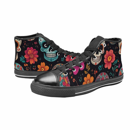 WOMEN'S Dia De Los Muertos Sugar Skull High Top Canvas Vivid Shoes