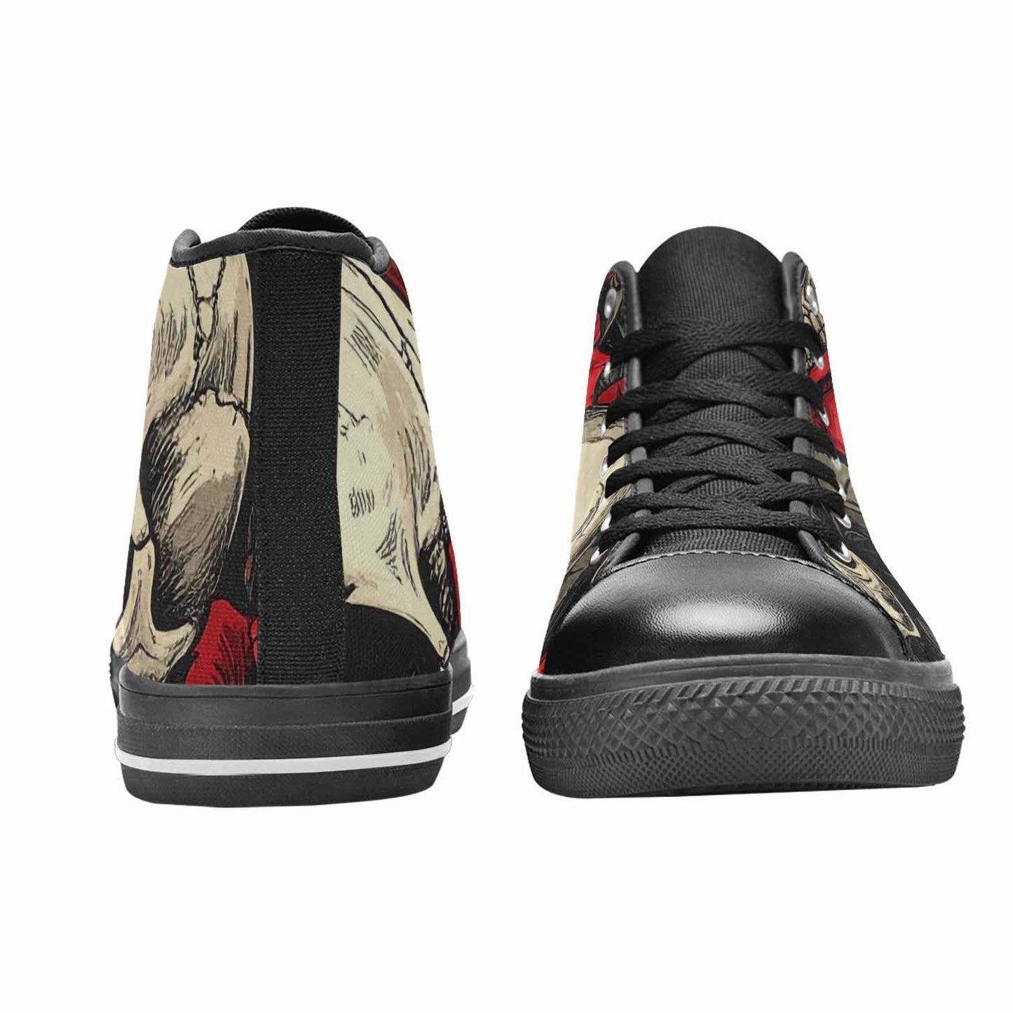 MEN'S Skulls Roses Bold Pen Ink High Top Canvas Dreamcore Sneakers