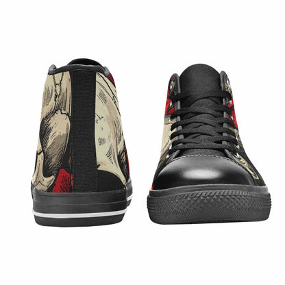 MEN'S Skulls Roses Bold Pen Ink High Top Canvas Dreamcore Sneakers