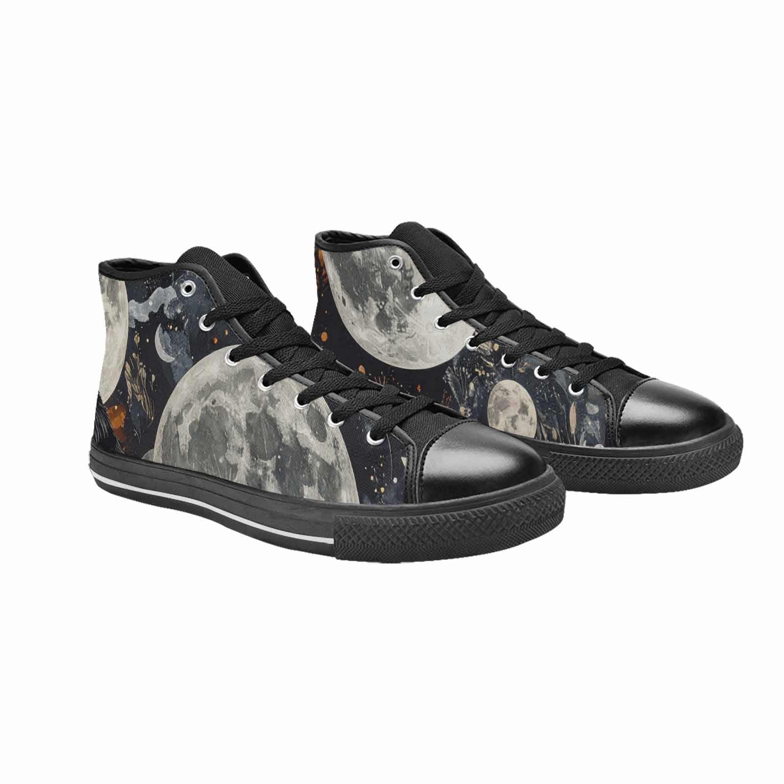 MEN'S Wolf Silhouette Moon High Top Canvas Grunge Custom Sneakers
