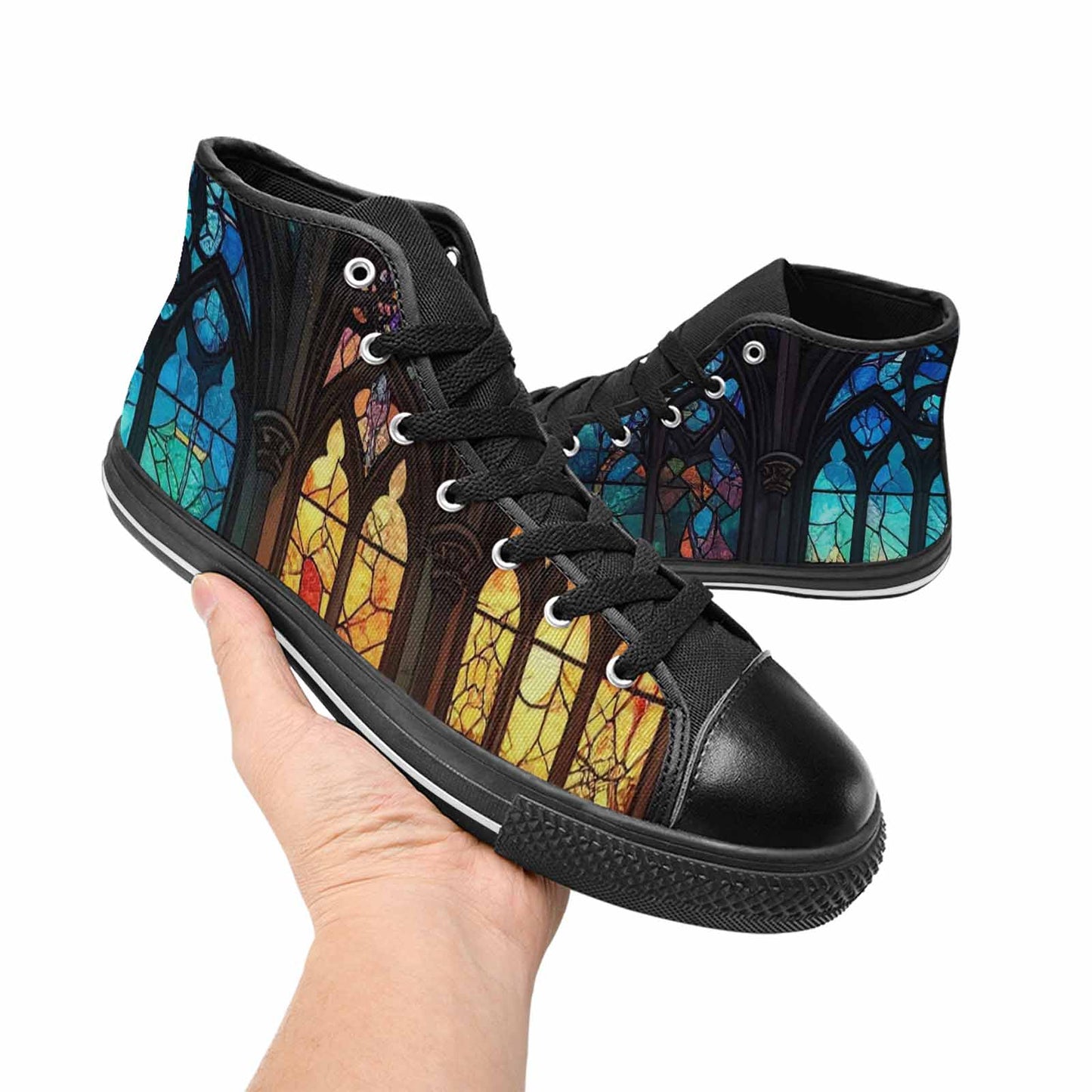 MEN'S Stained Glass Cathedral High Top Canvas Y2K Custom Sneakers