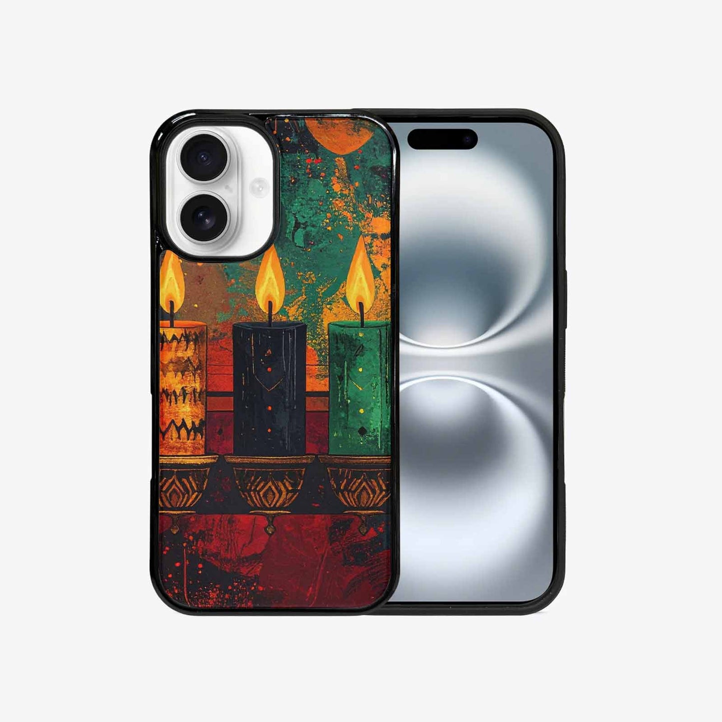 iPhone 16 Case — Kwanzaa Kinara Pattern Seamless Repeat African, Original Design Phone Case