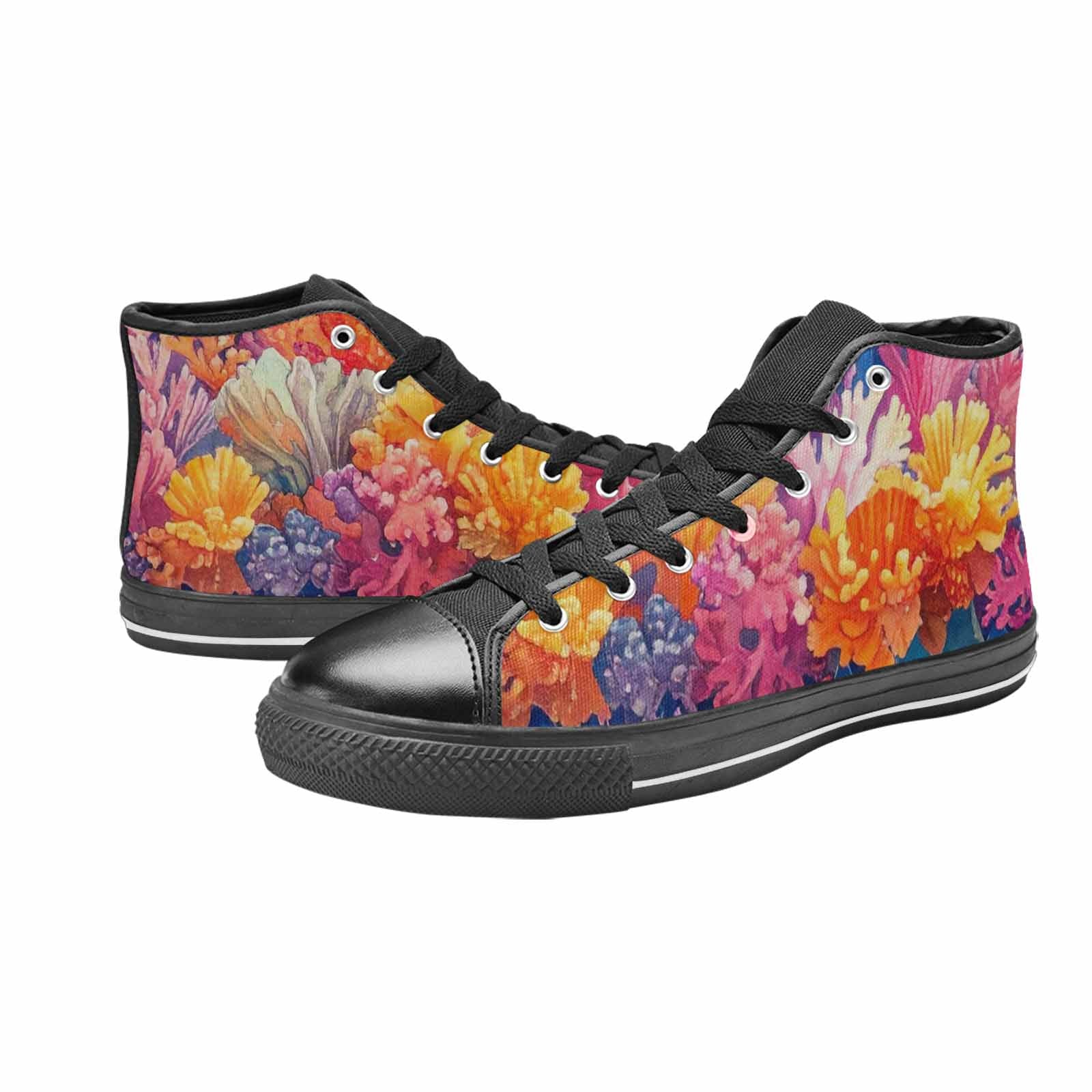 WOMEN'S Fish Scale Coral High Top Canvas Surreal Shoes
