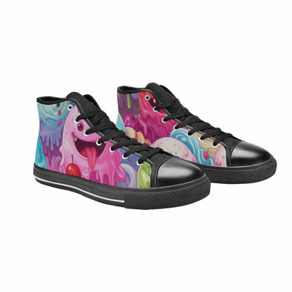 MEN'S Melting Icecream Monster Cherry High Top Canvas Surreal Shoes