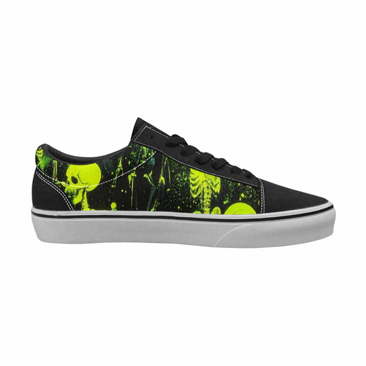 WOMEN'S Skeletons × Neon Green Lace-Up Canvas Kaleidoscope Custom Sneakers