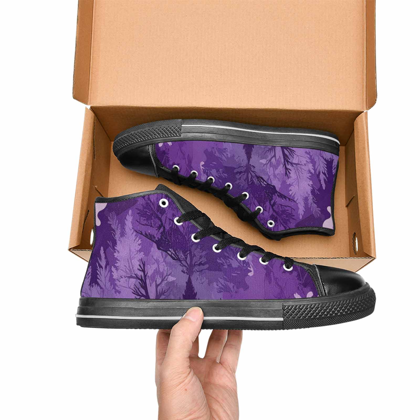 MEN'S Military Camouflage Blotch High Top Canvas Grunge Custom Shoes
