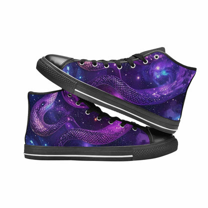WOMEN'S Galaxy Snake Print High Top Canvas Surreal Shoes