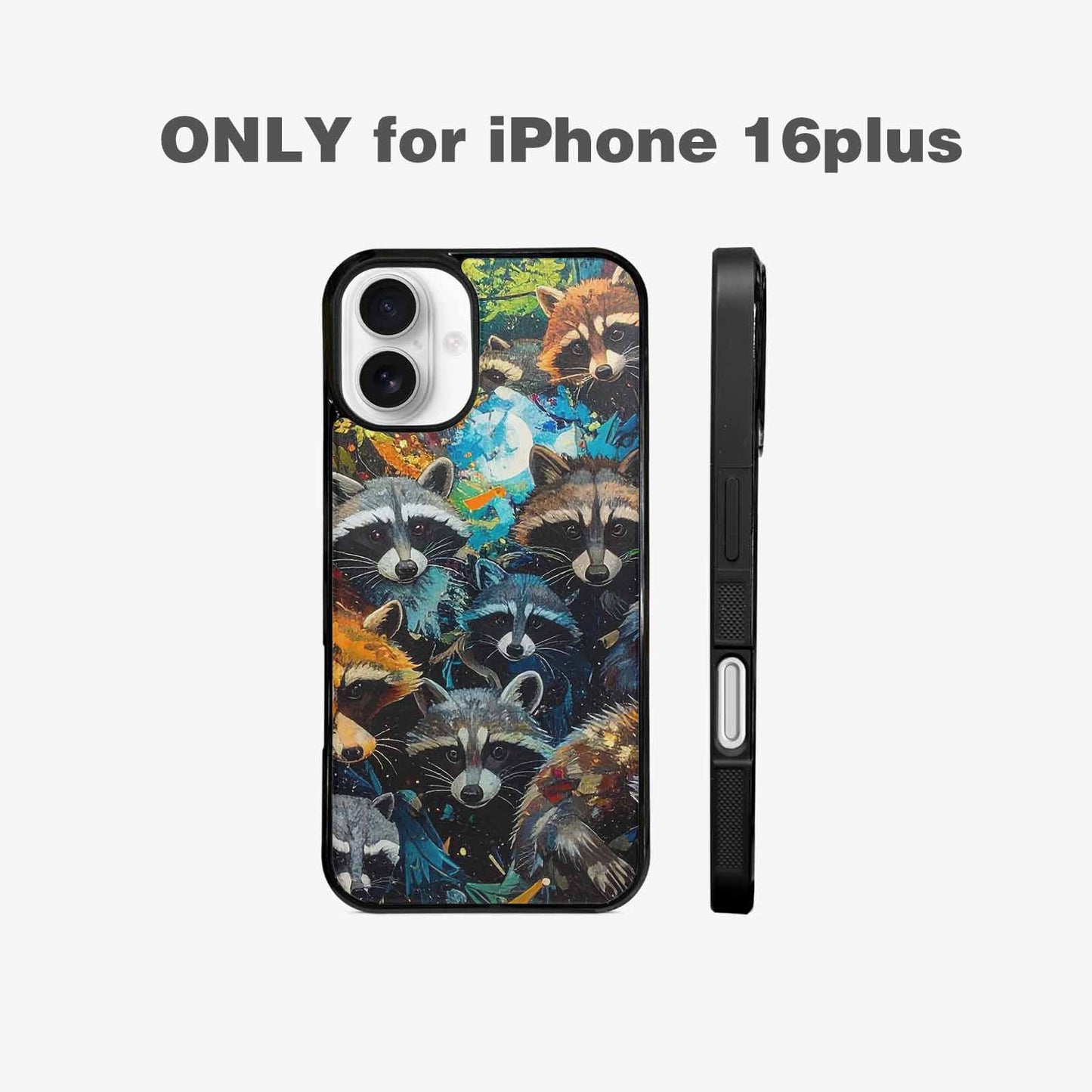 iPhone 16 Plus Case — Raccoon Bandit Raccoon Bandit Pattern Hundreds, Custom Designed Case Cover