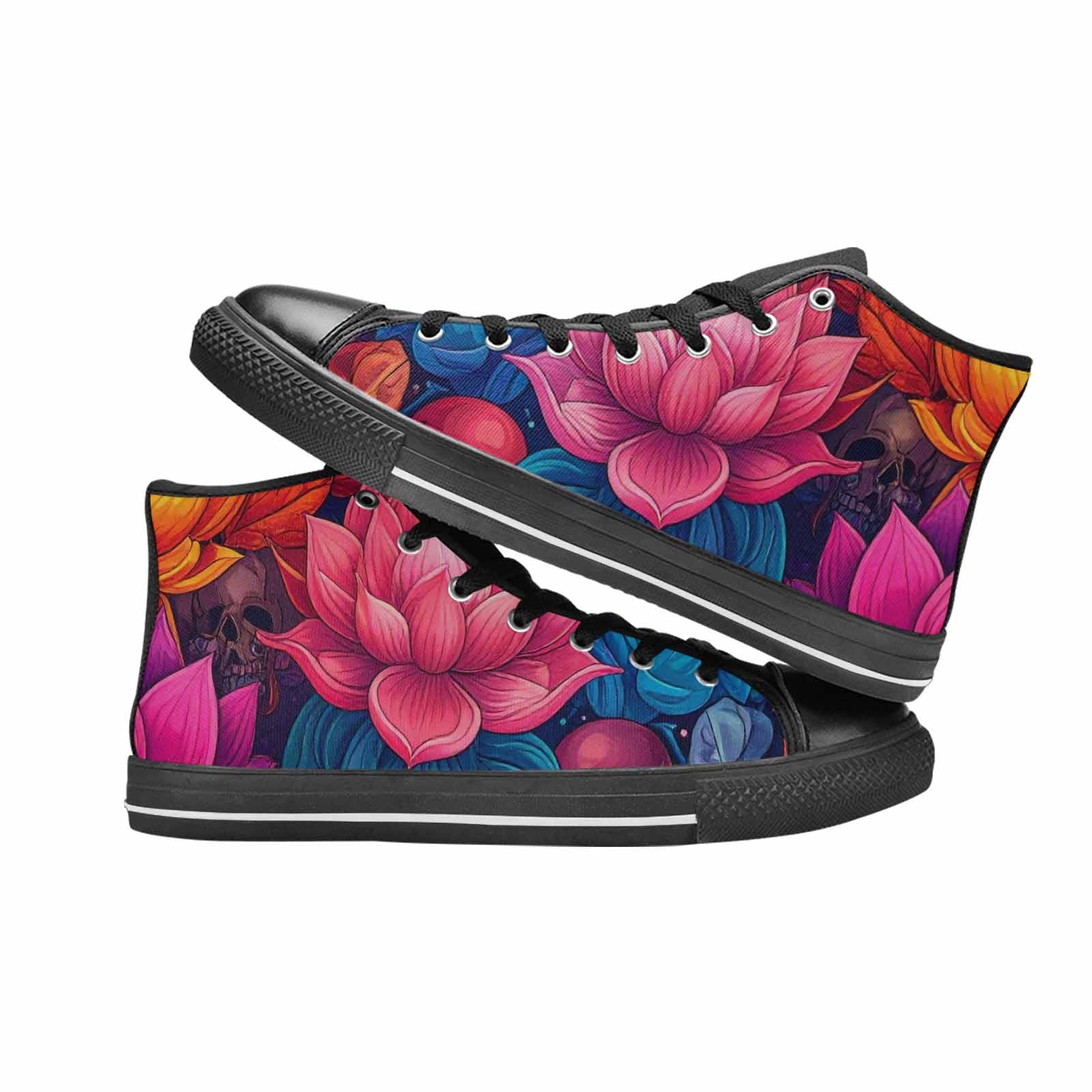 WOMEN'S Lotus Skulls High Top Canvas Dreamcore Sneakers