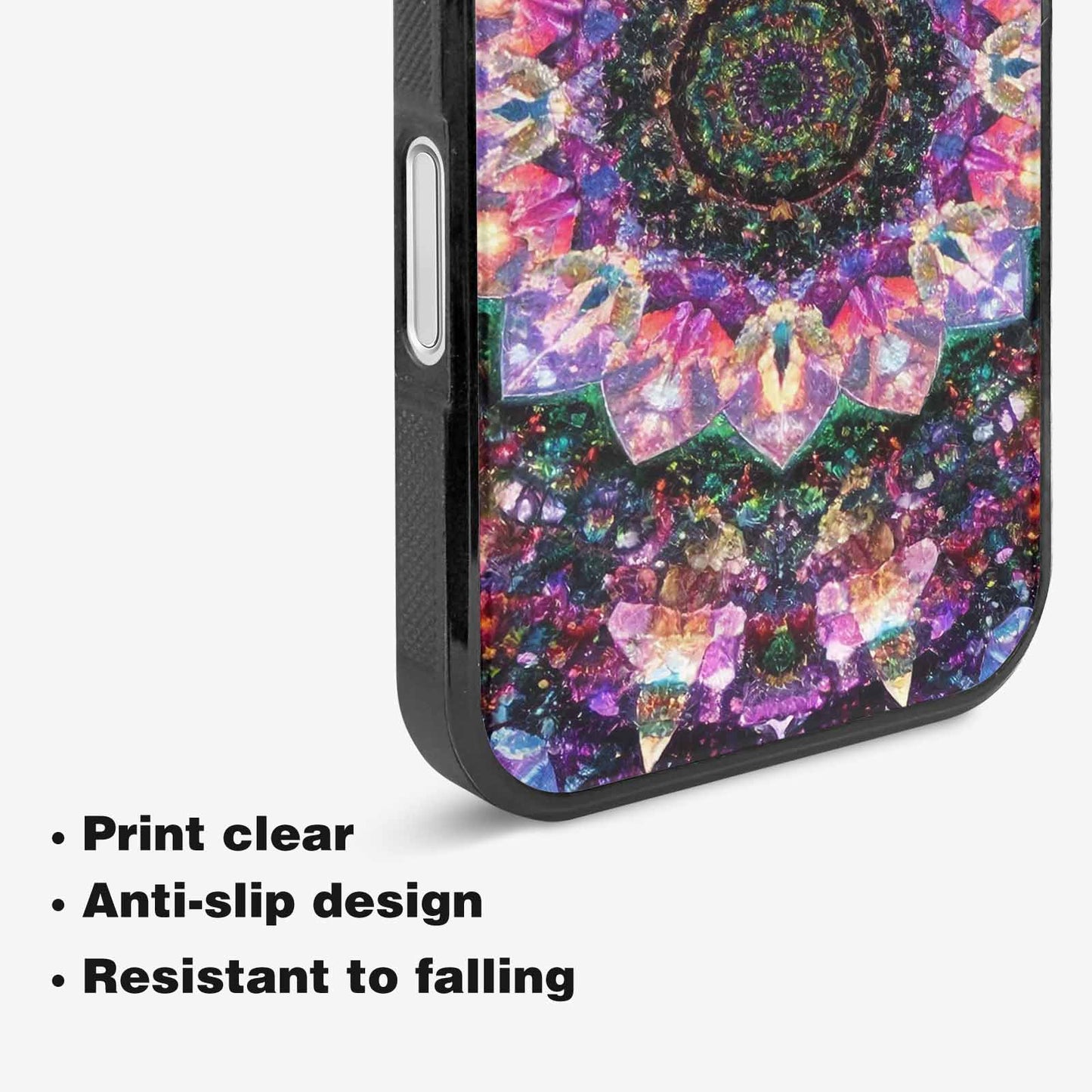 iPhone 16 Case — Crystal Mandala Art Seamless Pattern Vibrant, Custom Phone Case