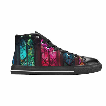 WOMEN'S Stained Glass Cathedral High Top Canvas Cottagecore Custom Shoes