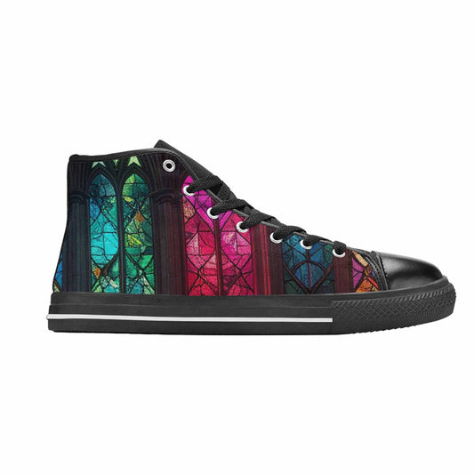 WOMEN'S Stained Glass Cathedral High Top Canvas Cottagecore Custom Shoes