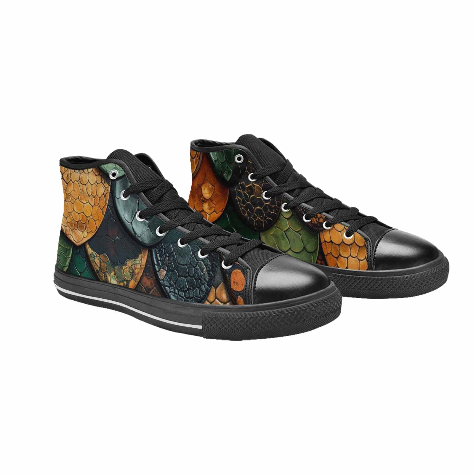 MEN'S Snake Skin Reptile High Top Canvas Wallpaper Art Shoes