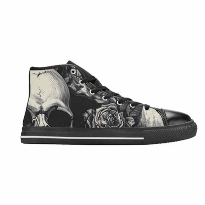 MEN'S Skulls Roses Black Ink Alt High Top Canvas Surreal Shoes