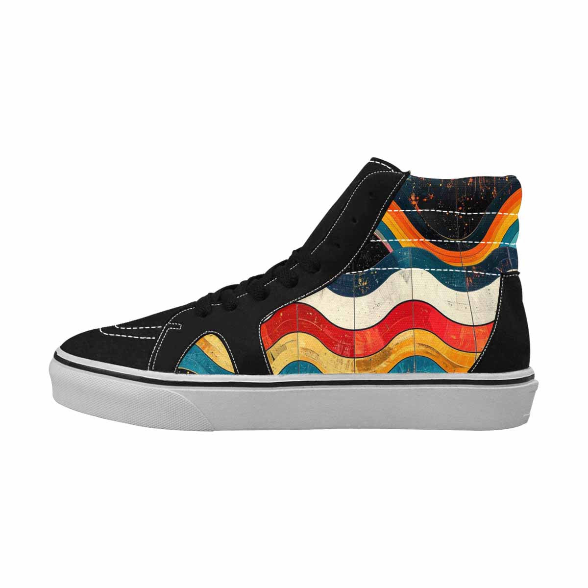 MEN'S Retro Wave Scallop Stripe High Top Canvas Surreal Shoes