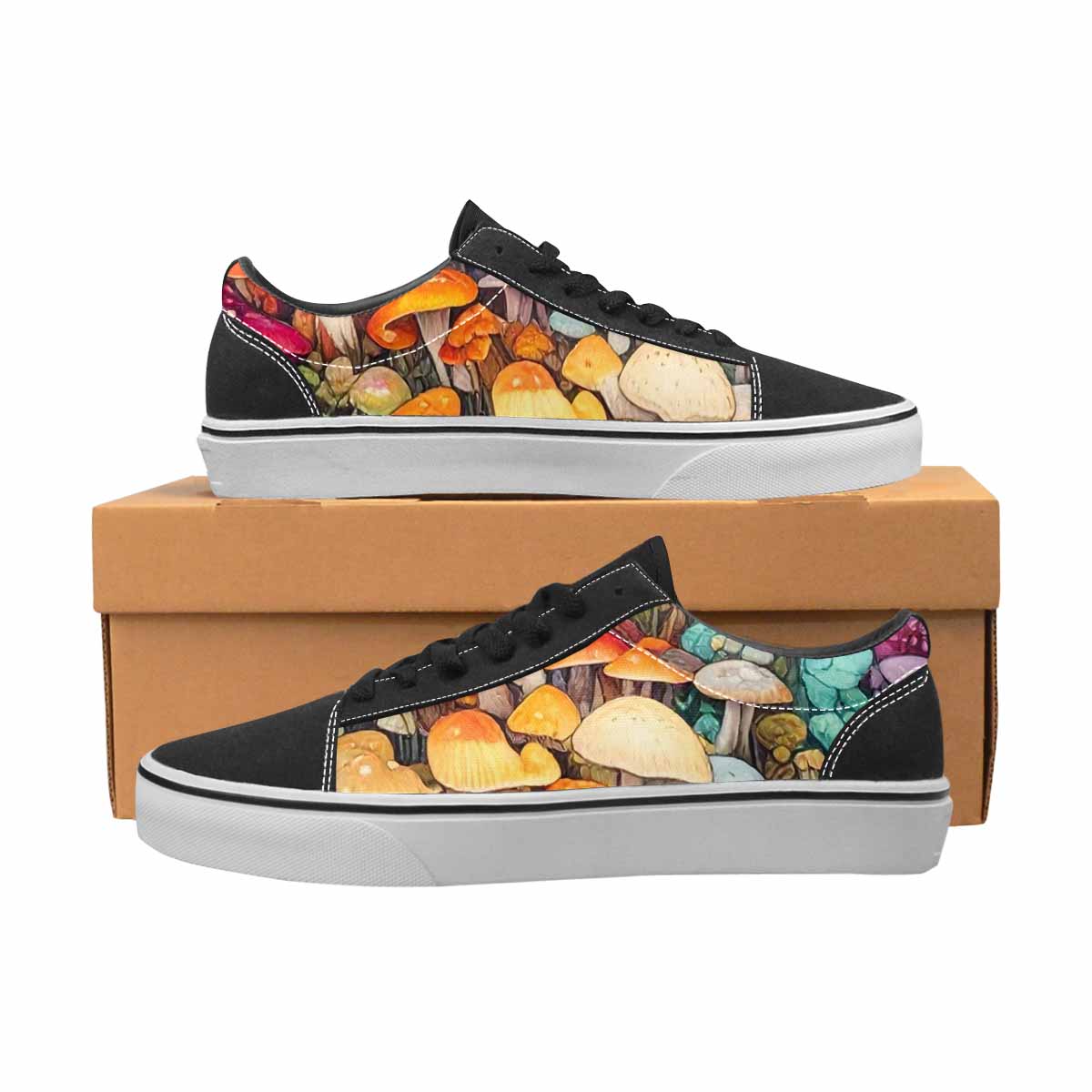 WOMEN'S Mushrooms (general) Mushrooms Pa Lace-Up Canvas Vibrant Chaos Sneakers