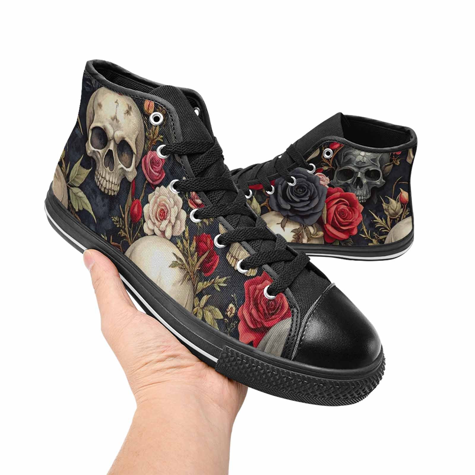 MEN'S Skulls - Roses High Top Canvas Dark Academia Sneakers