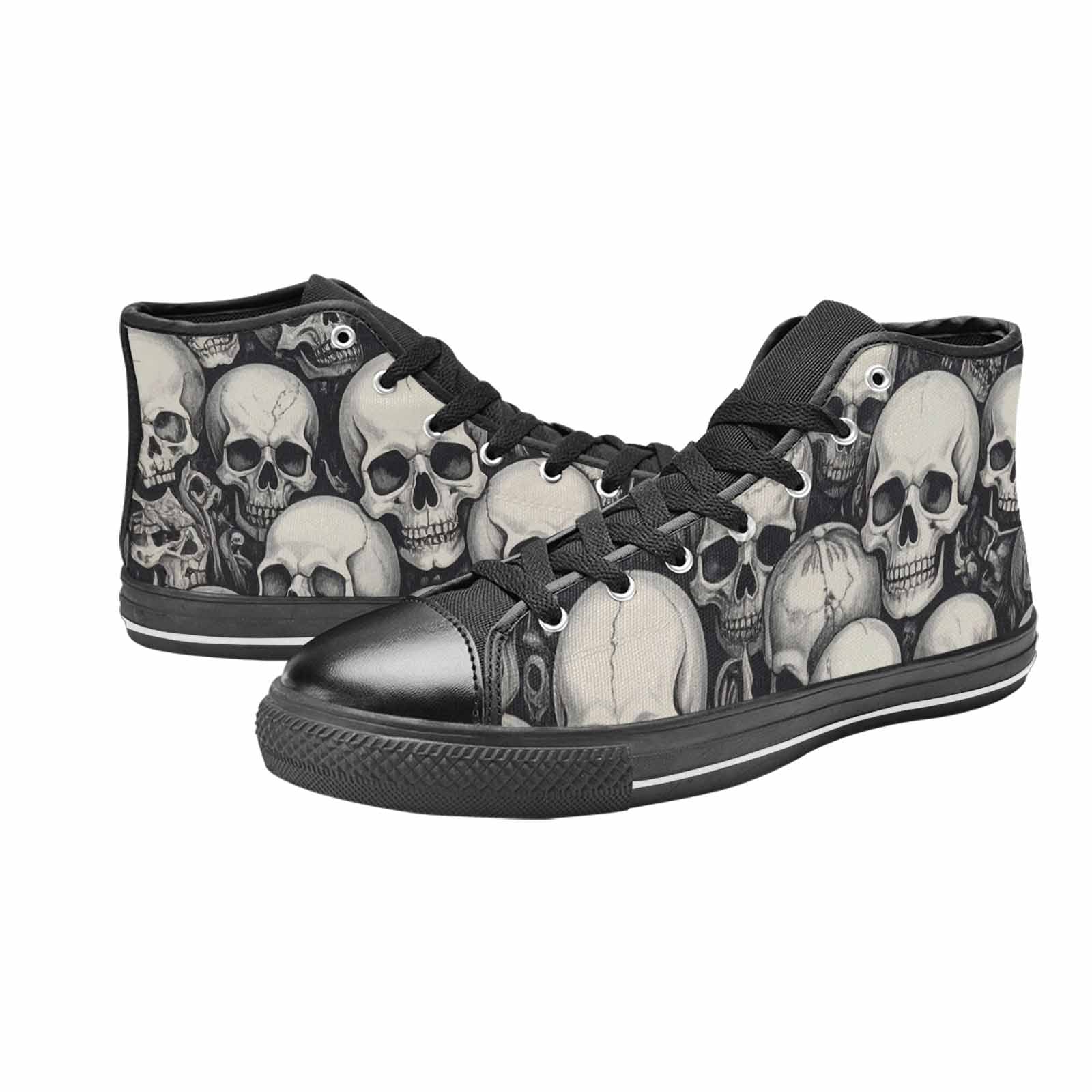 WOMEN'S Skulls - Classic High Top Canvas Neon Fantasy Custom Sneakers