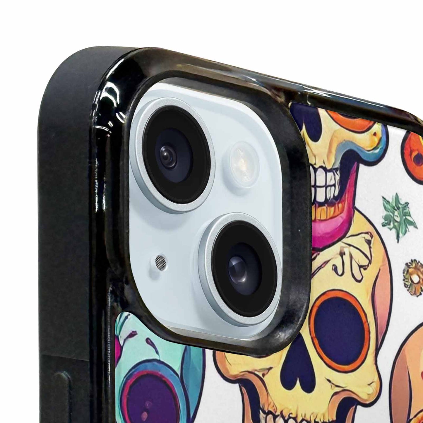 iPhone 15 Plus Case — Vibrant Skull Seamless, Personalized Phone Case