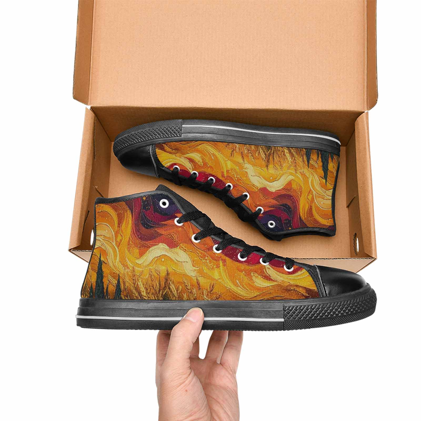 MEN'S Van Gogh-Style Swirl High Top Canvas Vivid Shoes