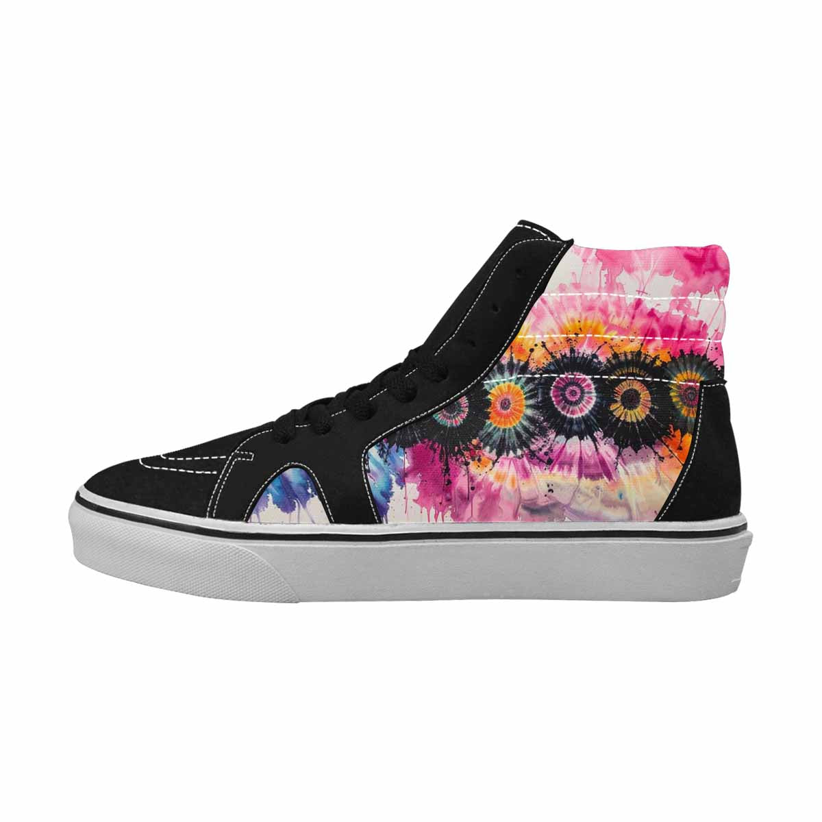 MEN'S Tie High Top Canvas Vibrant Chaos Custom Sneakers