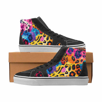 WOMEN'S Leopard Full Color High Top Canvas Wearable Art Dreamcore Custom Shoes
