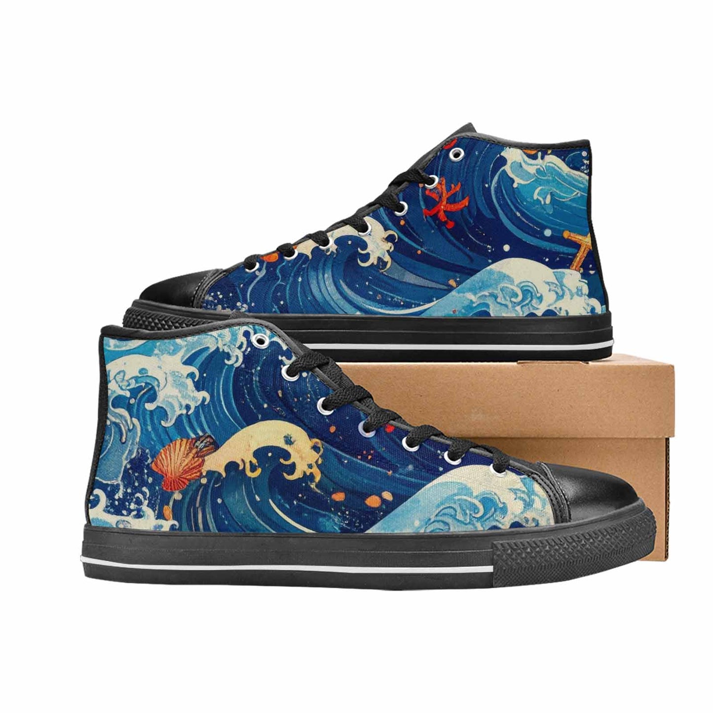 MEN'S Ocean Wave High Top Canvas Cottagecore Shoes
