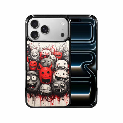 iPhone 17 Pro Max Case — Black &amp; Red Ink Cartoon Cute, Custom Printed Phone Case