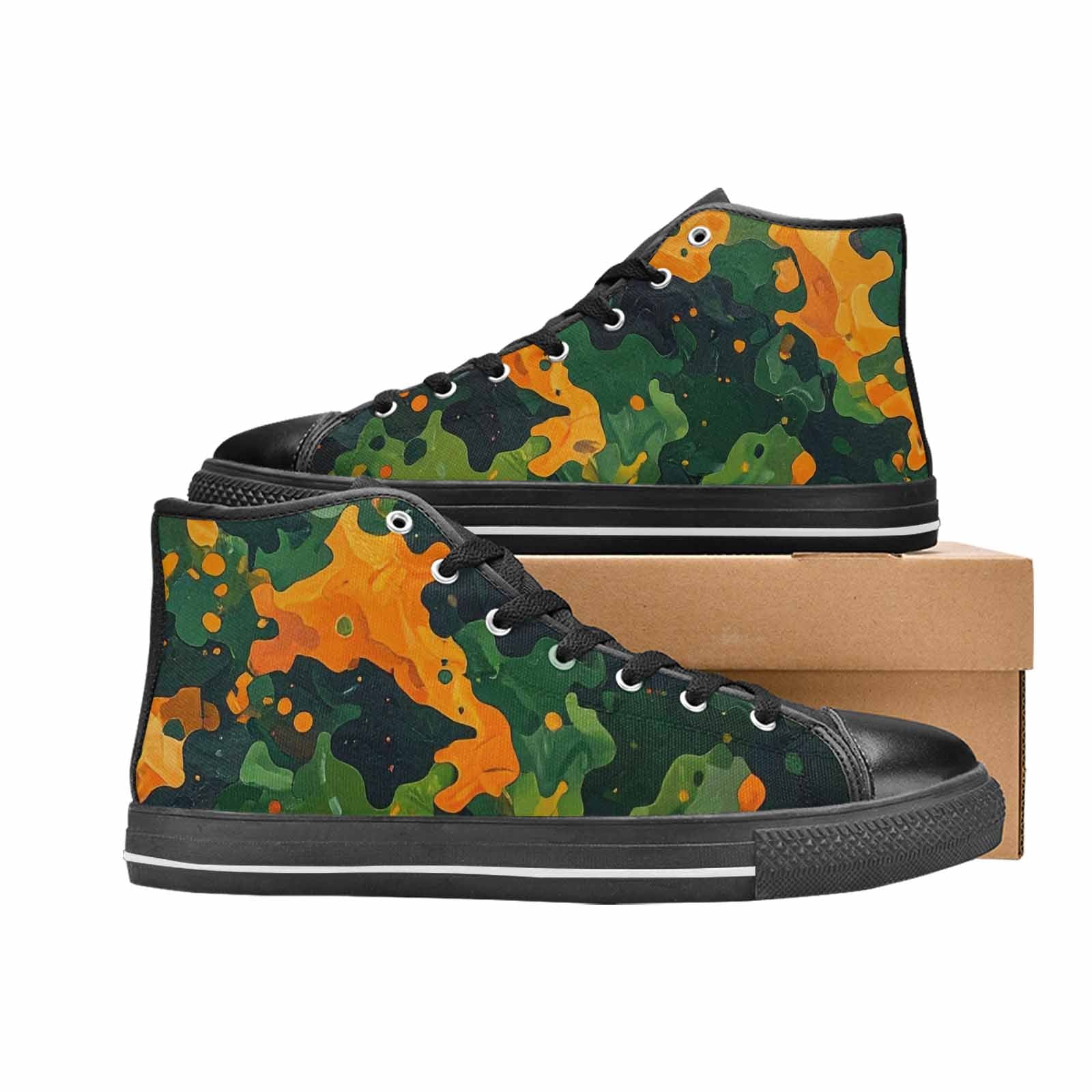 WOMEN'S Military Camouflage Blotch High Top Canvas Surreal Custom Sneakers