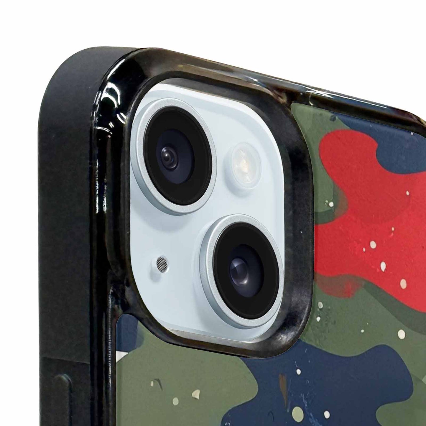 iPhone 15 Plus Case — Military Camo Blotch Texture Blended With, Original Design Phone Case