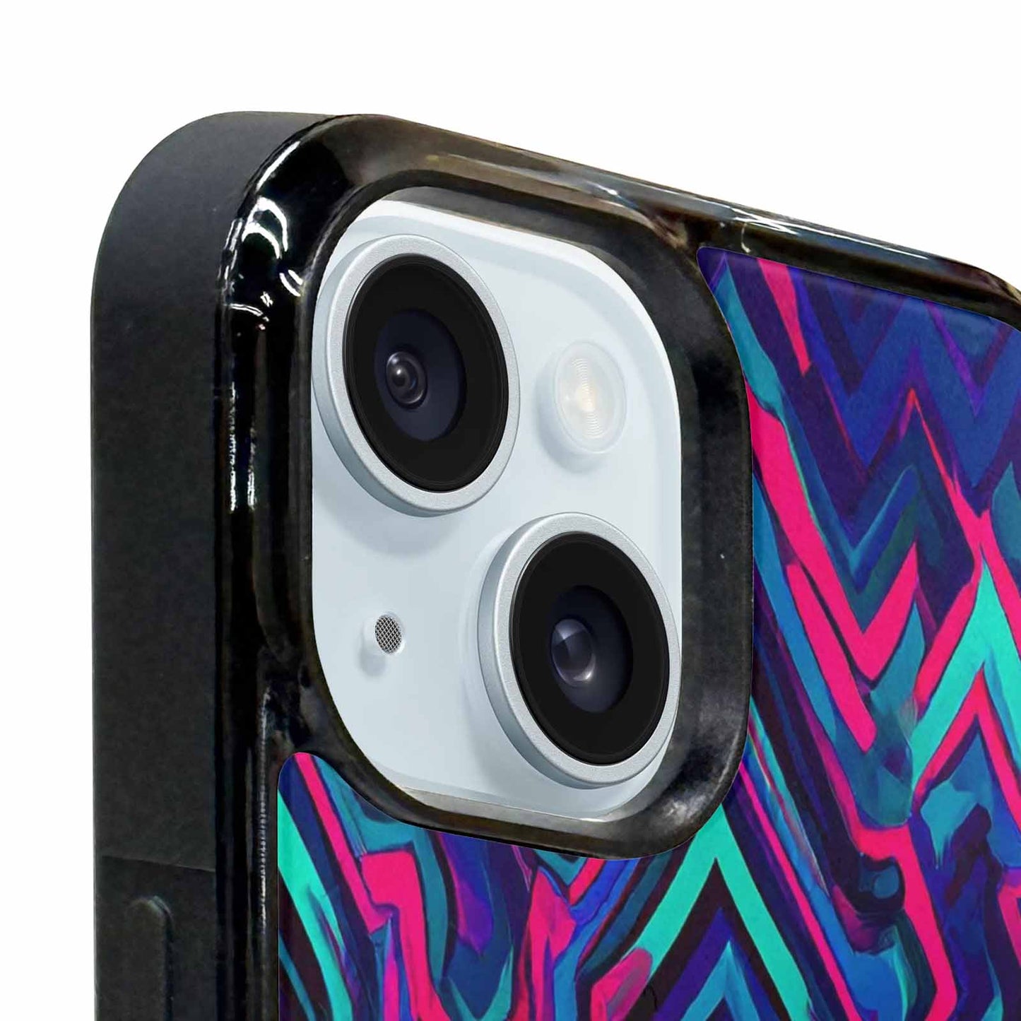 iPhone 15 Case — Psychedelic Chevron Vortex, Customized Protective Case
