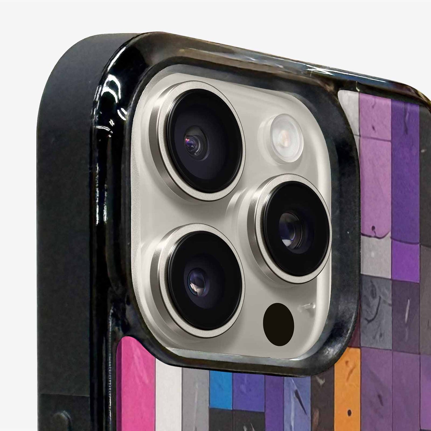 iPhone 15 Pro Max Case — Asexual Flag Color Theme Small Rainbow, Customized Protective Case