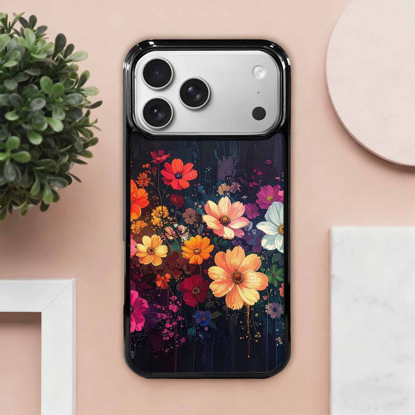 iPhone 17 Pro Max Case — Shadowy Glitch Floral Pattern Floral, Personalized Phone Case