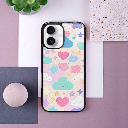 iPhone 16 Case — Cute Kawaii Style Generic Icons Stars, Personalized Phone Case