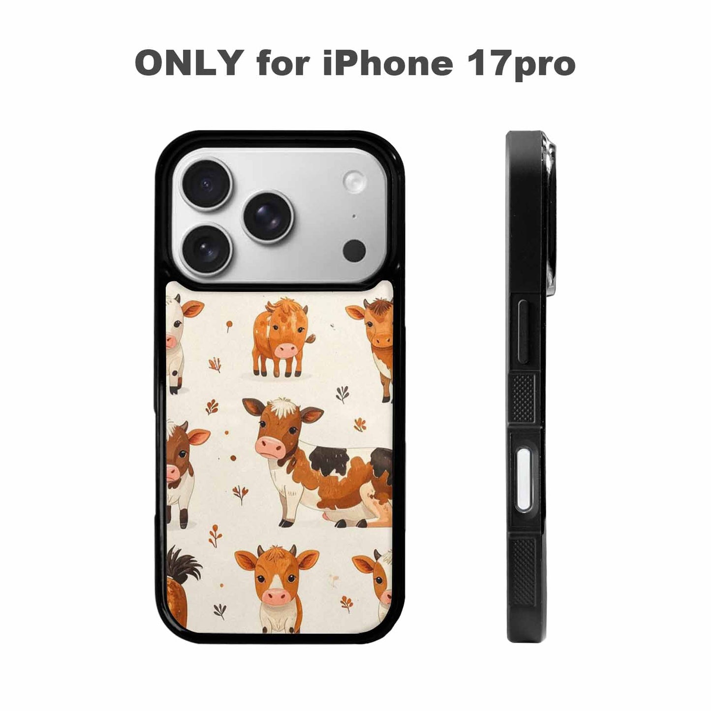 iPhone 17 Pro Case — Small Cow Animal Print Art Animal, Original Design Phone Case