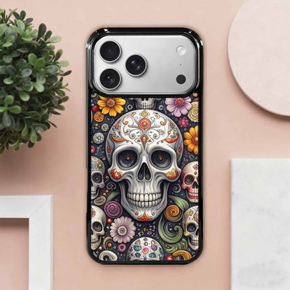 iPhone 17 Pro Max Case — Greyscale Black And White Gothic Skulls, Customized Protective Case