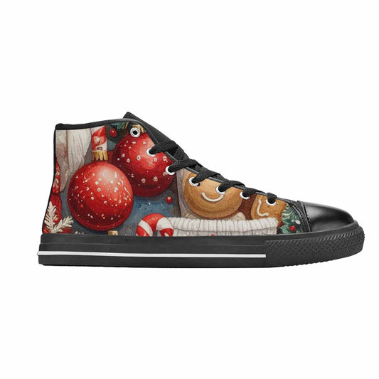 MEN'S Christmas Holly Snowflake High Top Canvas Vivid Sneakers
