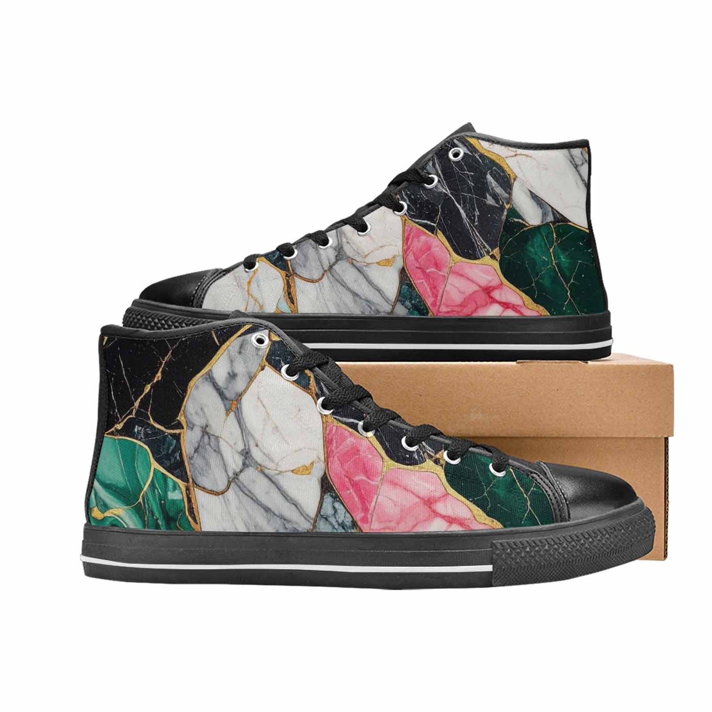 MEN'S Marble Stone Texture High Top Canvas Aesthetic Sneakers