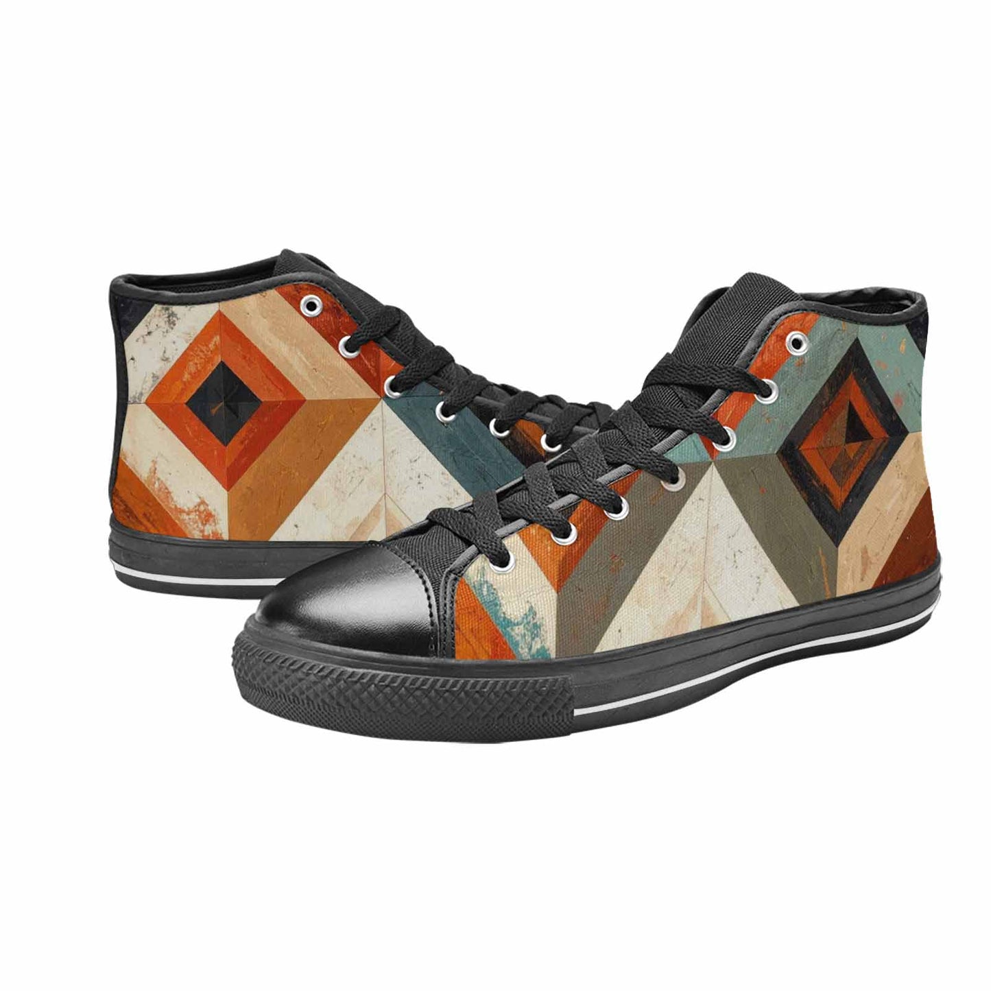 MEN'S Southwestern Geometric Diamond High Top Canvas Cottagecore Custom Sneakers