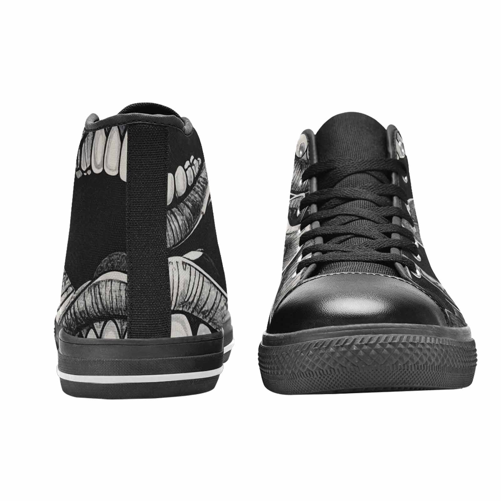 WOMEN'S Googly Cartoon Mouths High Top Canvas Surreal Custom Sneakers