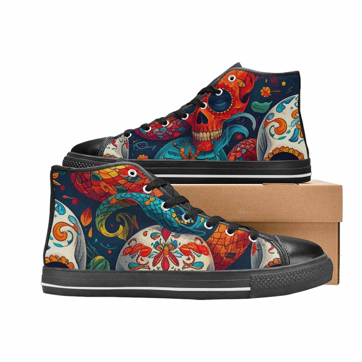 MEN'S Snake Skulls Print Alt High Top Canvas Surreal Custom Shoes