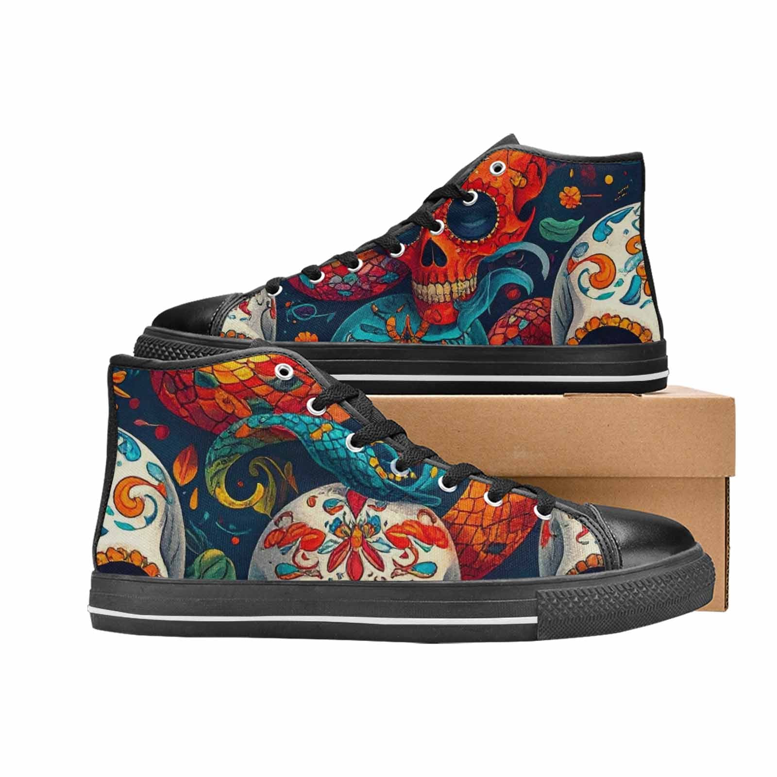 MEN'S Snake Skulls Print Alt High Top Canvas Surreal Custom Shoes