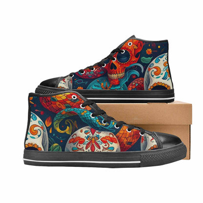 MEN'S Snake Skulls Print Alt High Top Canvas Surreal Custom Shoes