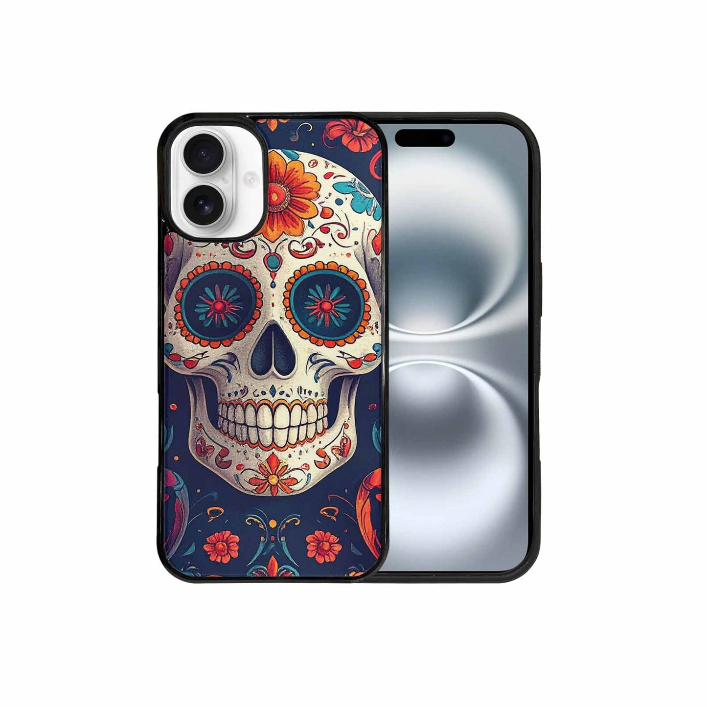 iPhone 16 Plus Case — Day Dead Sugar Skull Art 100s, Custom Made Phone Cover