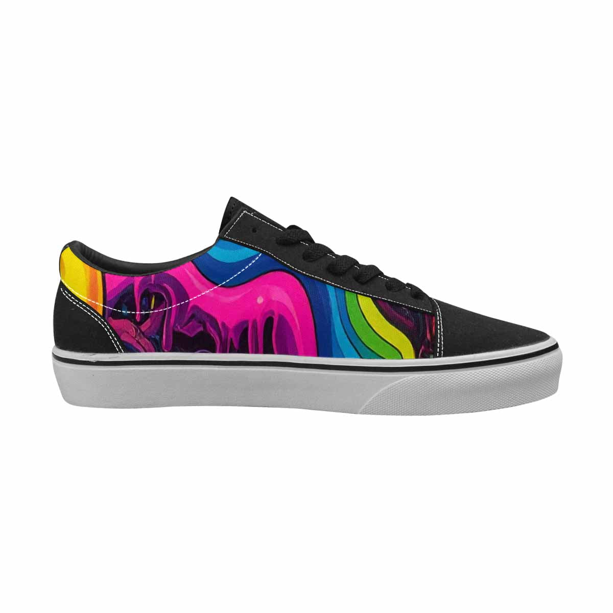 WOMEN'S Yellow Smiley Face Canvas Lace-Up Aesthetic Custom Sneakers