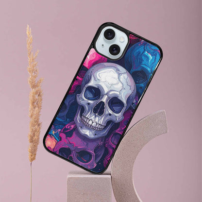 iPhone 15 Plus Case — Marble Skull Custom Personalized Phone Cover, Unique Phone Case Design