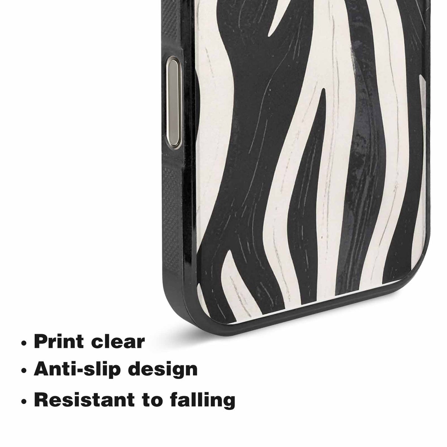 iPhone 16 Pro Case — Modern Zebra Stripe Print Crisp Black, Customized Protective Case