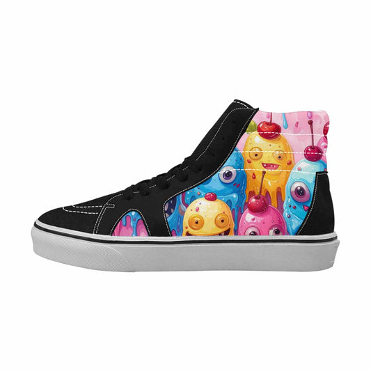 WOMEN'S Melting Icecream Monster Cherry High Top Canvas Vibrant Chaos Custom Shoes