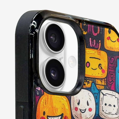 iPhone 16 Case — Hand Drawn Icon Doodle Pattern Hundreds, Custom Printed Phone Case
